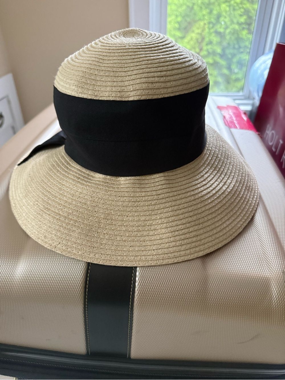 Parkhurst Wide Brim Sun Hat | NWT | Cream with Black Ribbon Bow - Picture 5 of 5